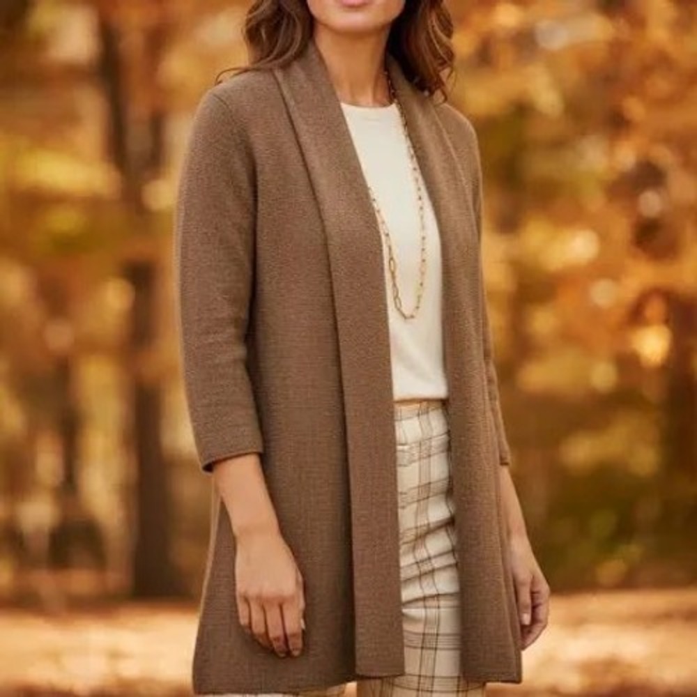 Peruvian Connection Alpaca Silk Timeless Long Links Cardigan Brown Medium
